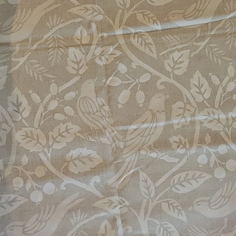 Heavy Weight Cotton Gorgeous cream bird print on tan fabric 0.97 yard